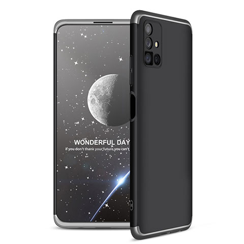 Coque Plastique Mat Protection Integrale 360 Degres Avant et Arriere Etui Housse pour Samsung Galaxy M51 Argent et Noir