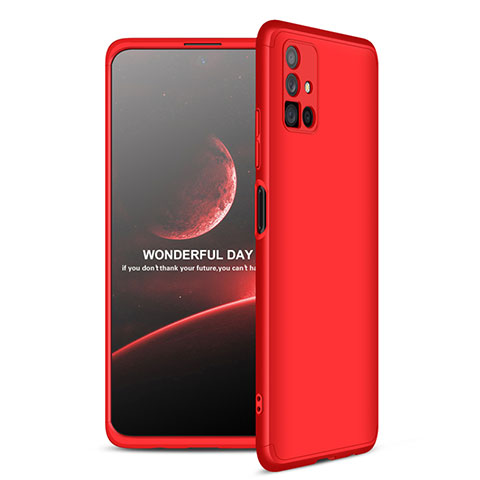 Coque Plastique Mat Protection Integrale 360 Degres Avant et Arriere Etui Housse pour Samsung Galaxy M51 Rouge