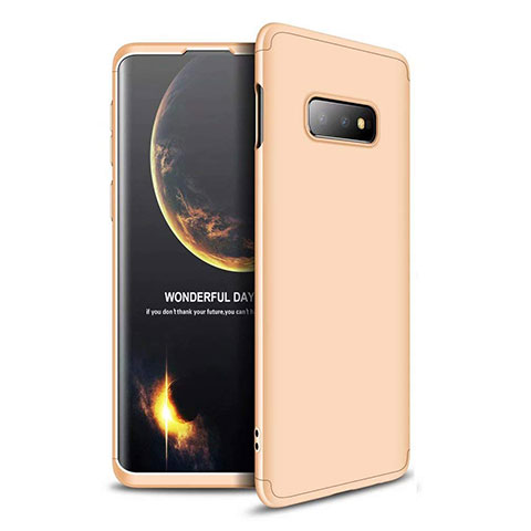 Coque Plastique Mat Protection Integrale 360 Degres Avant et Arriere Etui Housse pour Samsung Galaxy S10e Or