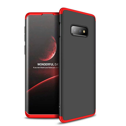 Coque Plastique Mat Protection Integrale 360 Degres Avant et Arriere Etui Housse pour Samsung Galaxy S10e Rouge et Noir