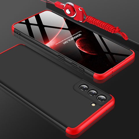 Coque Plastique Mat Protection Integrale 360 Degres Avant et Arriere Etui Housse pour Samsung Galaxy S21 FE 5G Rouge et Noir