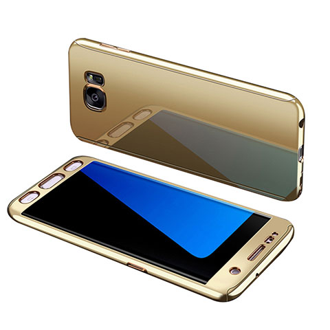 Coque Plastique Mat Protection Integrale 360 Degres Avant et Arriere Etui Housse pour Samsung Galaxy S7 Edge G935F Or