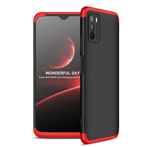 Coque Plastique Mat Protection Integrale 360 Degres Avant et Arriere Etui Housse pour Xiaomi Poco M3 Rouge et Noir