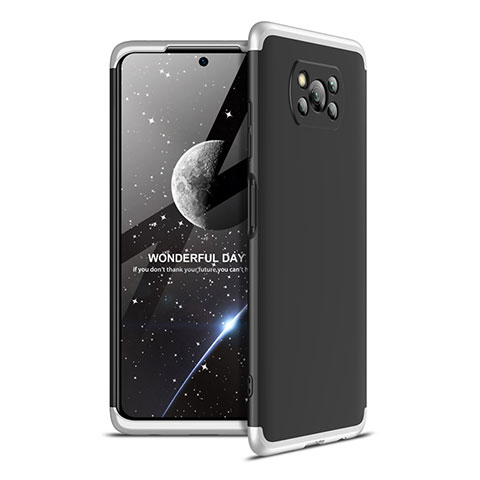 Coque Plastique Mat Protection Integrale 360 Degres Avant et Arriere Etui Housse pour Xiaomi Poco X3 NFC Argent et Noir