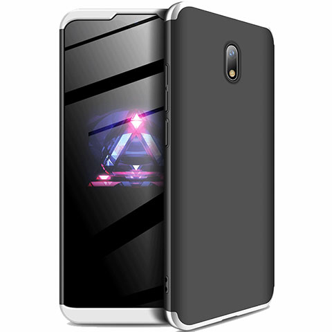 Coque Plastique Mat Protection Integrale 360 Degres Avant et Arriere Etui Housse pour Xiaomi Redmi 8A Argent et Noir