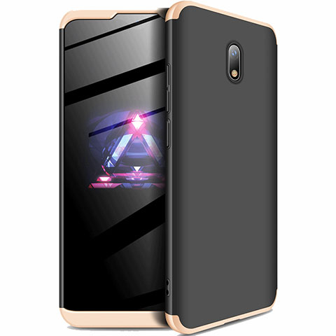 Coque Plastique Mat Protection Integrale 360 Degres Avant et Arriere Etui Housse pour Xiaomi Redmi 8A Or et Noir