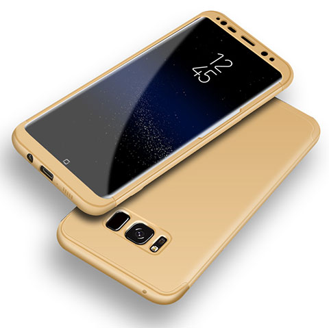 Coque Plastique Mat Protection Integrale 360 Degres Avant et Arriere Etui Housse Q03 pour Samsung Galaxy S8 Or