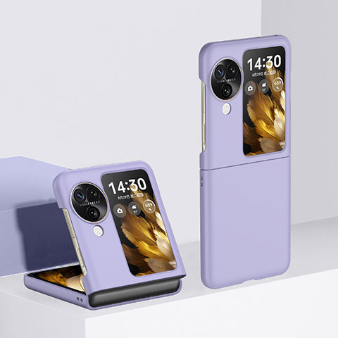 Coque Plastique Mat Protection Integrale 360 Degres Avant et Arriere Etui Housse QH3 pour Oppo Find N3 Flip 5G Violet