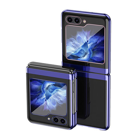 Coque Plastique Mat Protection Integrale 360 Degres Avant et Arriere Etui Housse QH3 pour Samsung Galaxy Z Flip5 5G Bleu