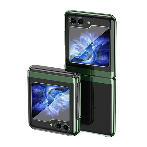 Coque Plastique Mat Protection Integrale 360 Degres Avant et Arriere Etui Housse QH3 pour Samsung Galaxy Z Flip5 5G Vert