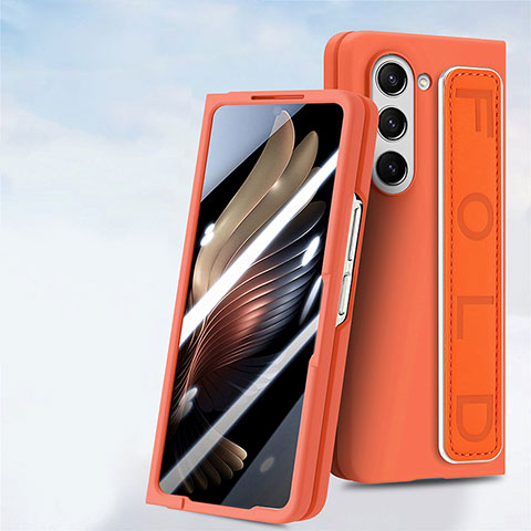 Coque Plastique Mat Protection Integrale 360 Degres Avant et Arriere Etui Housse SD3 pour Samsung Galaxy Z Fold5 5G Orange