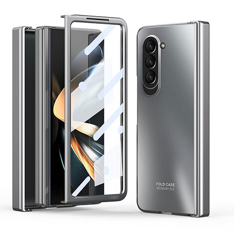 Coque Plastique Mat Protection Integrale 360 Degres Avant et Arriere Etui Housse Z01L pour Samsung Galaxy Z Fold5 5G Argent