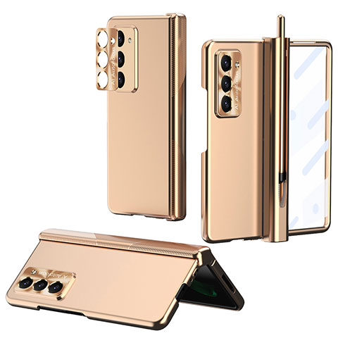 Coque Plastique Mat Protection Integrale 360 Degres Avant et Arriere Etui Housse Z02L pour Samsung Galaxy Z Fold5 5G Or