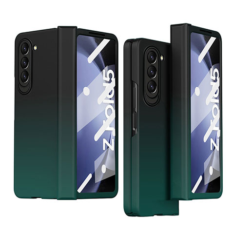 Coque Plastique Mat Protection Integrale 360 Degres Avant et Arriere Etui Housse Z03L pour Samsung Galaxy Z Fold5 5G Vert Nuit