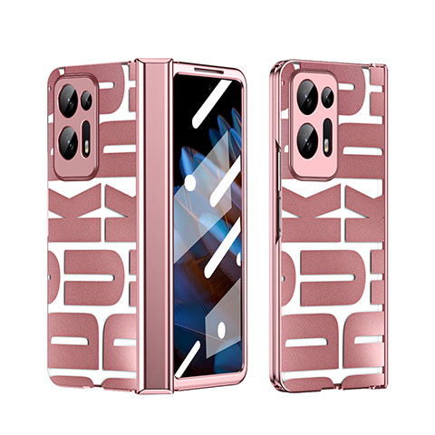 Coque Plastique Mat Protection Integrale 360 Degres Avant et Arriere Etui Housse ZL1 pour Oppo Find N2 5G Or Rose