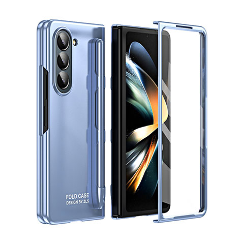 Coque Plastique Mat Protection Integrale 360 Degres Avant et Arriere Etui Housse ZL1 pour Samsung Galaxy Z Fold5 5G Bleu