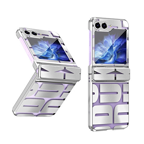 Coque Plastique Mat Protection Integrale 360 Degres Avant et Arriere Etui Housse ZL2 pour Samsung Galaxy Z Flip5 5G Argent