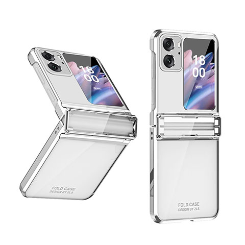 Coque Plastique Mat Protection Integrale 360 Degres Avant et Arriere Etui Housse ZL3 pour Oppo Find N2 Flip 5G Argent