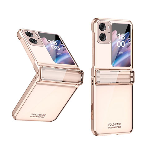 Coque Plastique Mat Protection Integrale 360 Degres Avant et Arriere Etui Housse ZL3 pour Oppo Find N2 Flip 5G Or Rose