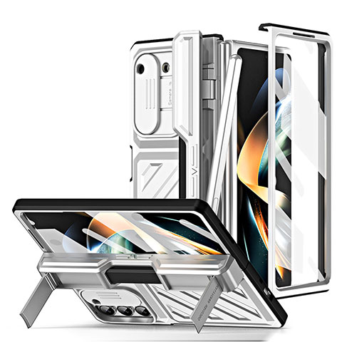 Coque Plastique Mat Protection Integrale 360 Degres Avant et Arriere Etui Housse ZL5 pour Samsung Galaxy Z Fold5 5G Argent