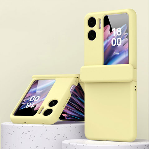 Coque Plastique Mat Protection Integrale 360 Degres Avant et Arriere Etui Housse ZL6 pour Oppo Find N2 Flip 5G Jaune