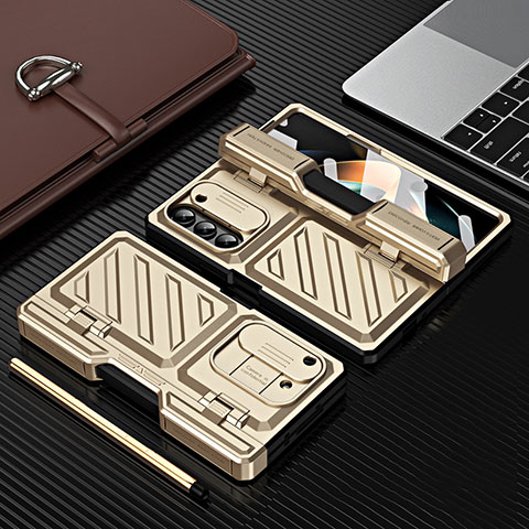 Coque Plastique Mat Protection Integrale 360 Degres Avant et Arriere Etui Housse ZL6 pour Samsung Galaxy Z Fold5 5G Or