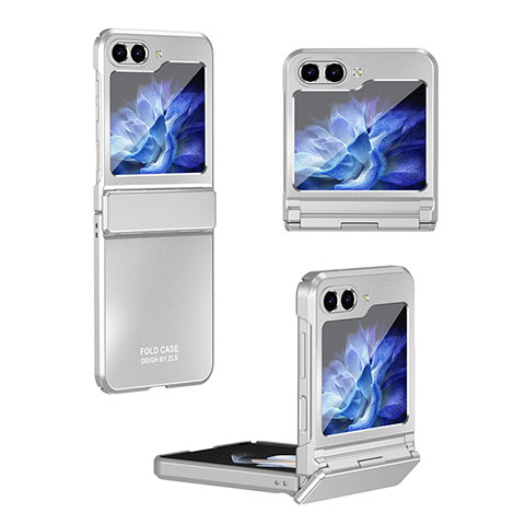 Coque Plastique Mat Protection Integrale 360 Degres Avant et Arriere Etui Housse ZL7 pour Samsung Galaxy Z Flip5 5G Argent