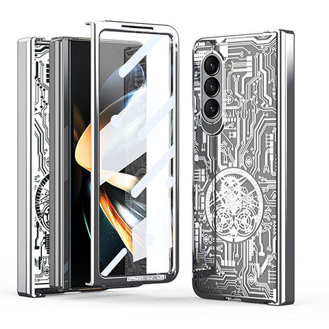 Coque Plastique Mat Protection Integrale 360 Degres Avant et Arriere Etui Housse ZL8 pour Samsung Galaxy Z Fold5 5G Argent