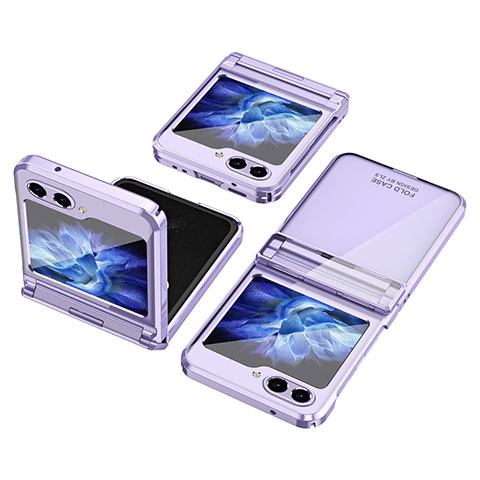 Coque Plastique Mat Protection Integrale 360 Degres Avant et Arriere Etui Housse ZL9 pour Samsung Galaxy Z Flip5 5G Violet