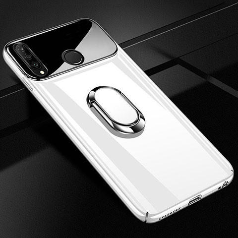 Coque Plastique Protection Integrale 360 Degres Miroir Etui Housse avec Support Bague Anneau Aimante Magnetique pour Huawei Nova 4e Blanc