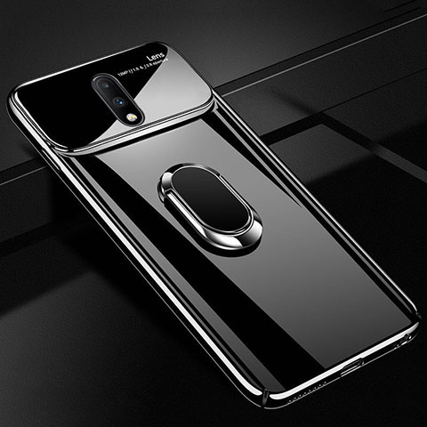 Coque Plastique Protection Integrale 360 Degres Miroir Etui Housse avec Support Bague Anneau Aimante Magnetique pour OnePlus 7 Noir