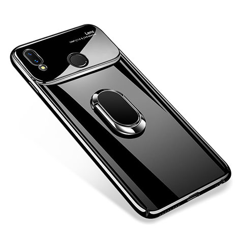 Coque Plastique Protection Integrale 360 Degres Miroir Etui Housse avec Support Bague Anneau Aimante pour Huawei P Smart+ Plus Noir