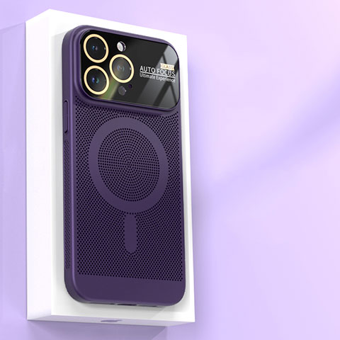 Coque Plastique Rigide Etui Housse Mailles Filet avec Mag-Safe Magnetic Magnetique JS1 pour Apple iPhone 13 Pro Violet