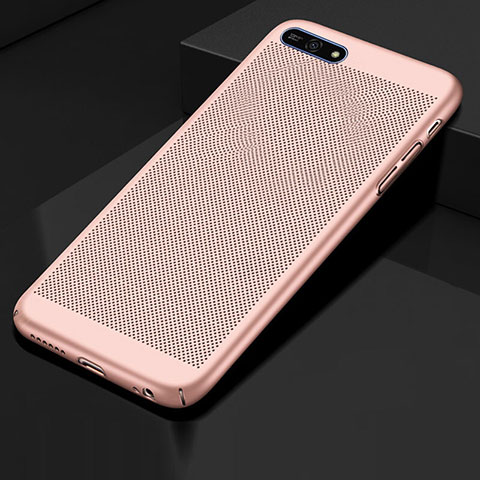 Coque Plastique Rigide Etui Housse Mailles Filet pour Huawei Honor 7A Or Rose