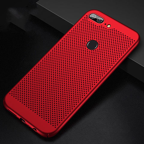 Coque Plastique Rigide Etui Housse Mailles Filet pour Huawei Honor 9 Lite Rouge