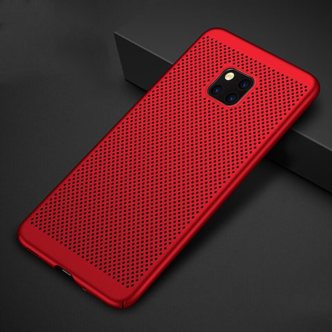 Coque Plastique Rigide Etui Housse Mailles Filet pour Huawei Mate 20 Pro Rouge