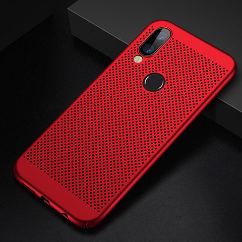 Coque Plastique Rigide Etui Housse Mailles Filet pour Huawei Nova 3i Rouge