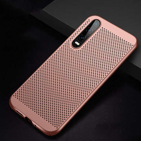 Coque Plastique Rigide Etui Housse Mailles Filet pour Huawei P30 Or Rose