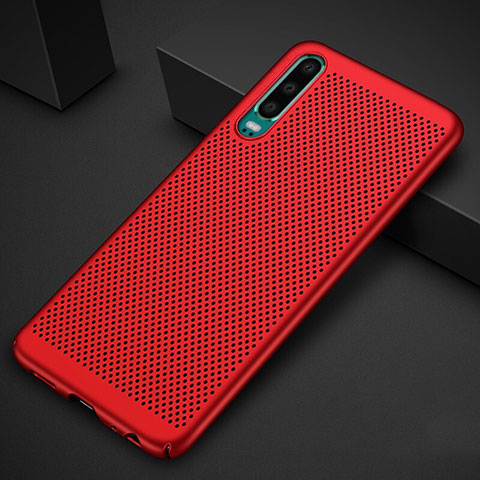 Coque Plastique Rigide Etui Housse Mailles Filet pour Huawei P30 Rouge