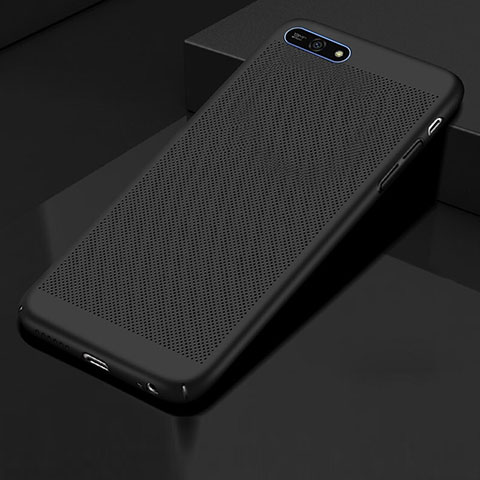 Coque Plastique Rigide Etui Housse Mailles Filet pour Huawei Y6 (2018) Noir