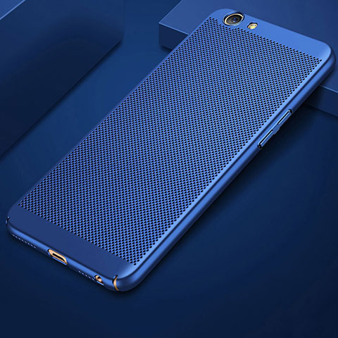 Coque Plastique Rigide Etui Housse Mailles Filet pour Oppo A3 Bleu