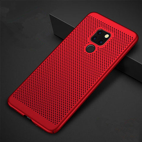 Coque Plastique Rigide Etui Housse Mailles Filet W01 pour Huawei Mate 20 X 5G Rouge