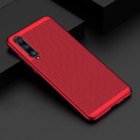 Coque Plastique Rigide Etui Housse Mailles Filet W01 pour Samsung Galaxy A70S Rouge