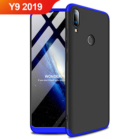 Coque Plastique Rigide Etui Housse Mat A01 pour Huawei Y9 (2019) Bleu et Noir