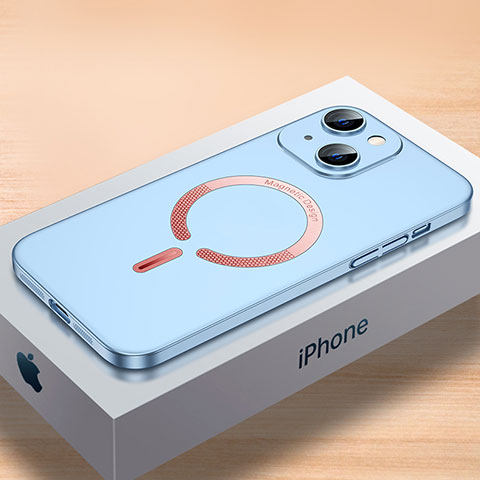 Coque Plastique Rigide Etui Housse Mat avec Mag-Safe Magnetic Magnetique QC1 pour Apple iPhone 15 Bleu Ciel