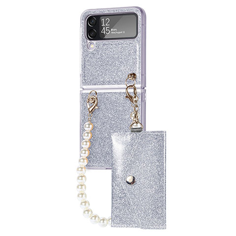 Coque Plastique Rigide Etui Housse Mat P08 pour Samsung Galaxy Z Flip4 5G Argent