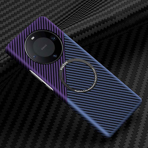 Coque Plastique Rigide Etui Housse Mat Serge avec Mag-Safe Magnetic Magnetique pour Huawei Mate 60 Pro Violet et Noir