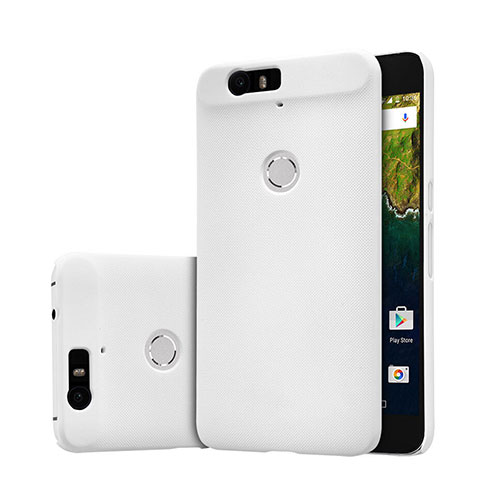 Coque Plastique Rigide Mailles Filet pour Google Nexus 6P Blanc