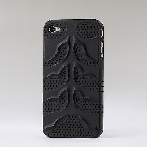 Coque Plastique Rigide Mailles Filet Squelette Poisson pour Apple iPhone 4S Noir