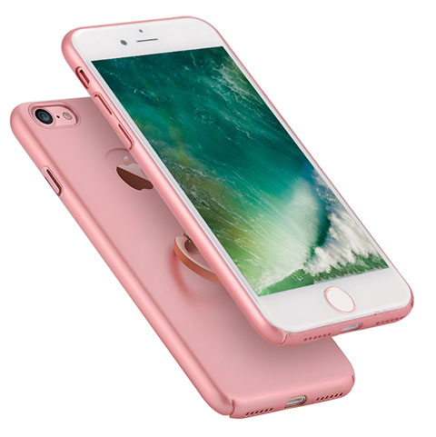 Coque Plastique Rigide Mat avec Support Bague Anneau A01 pour Apple iPhone 7 Rose